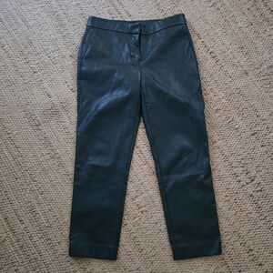 Ann Taylor Black Leather Straight-Leg Pants